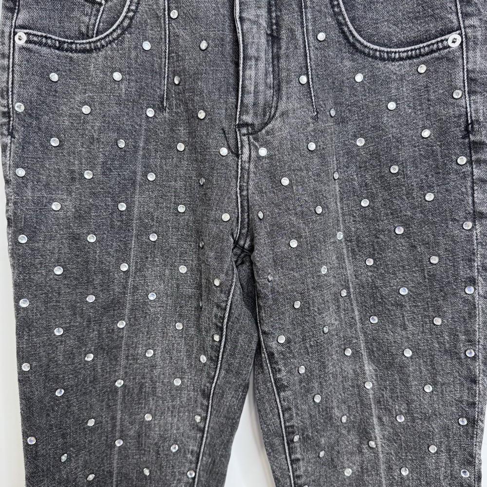 Anthropologie Pilcro High Rise Slim Jeans Womens 25 Black Studded Denim - Picture 2 of 12